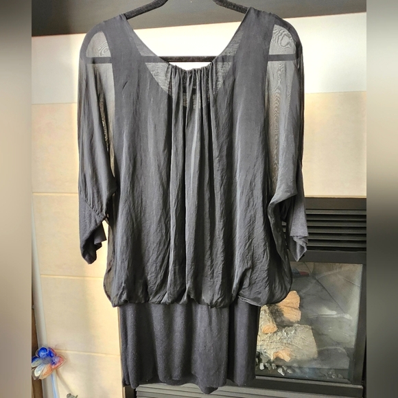 Made in Italy, Meo Meli Black Silk Cinched Hip Women's Dress, One size - Picture 4 of 10